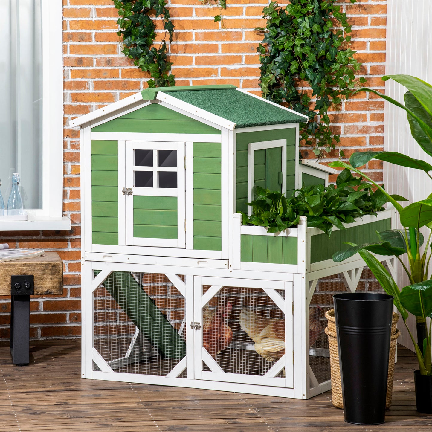 49" Small Chicken Coop Hen House with Garden Space