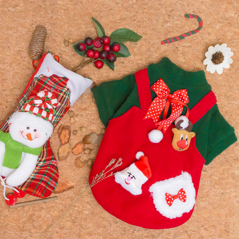 Pet Clothes Christmas Plus Velvet Sweater For Small And Medium-sized Dogs In Winter