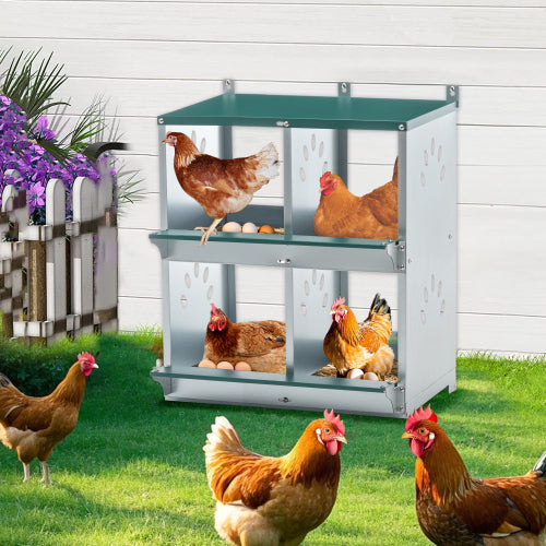 4 Compartment Chicken Nesting Boxes, Metal Nesting Boxes Wall Mount Chicken Egg Laying Box For Different Chicken Breeds