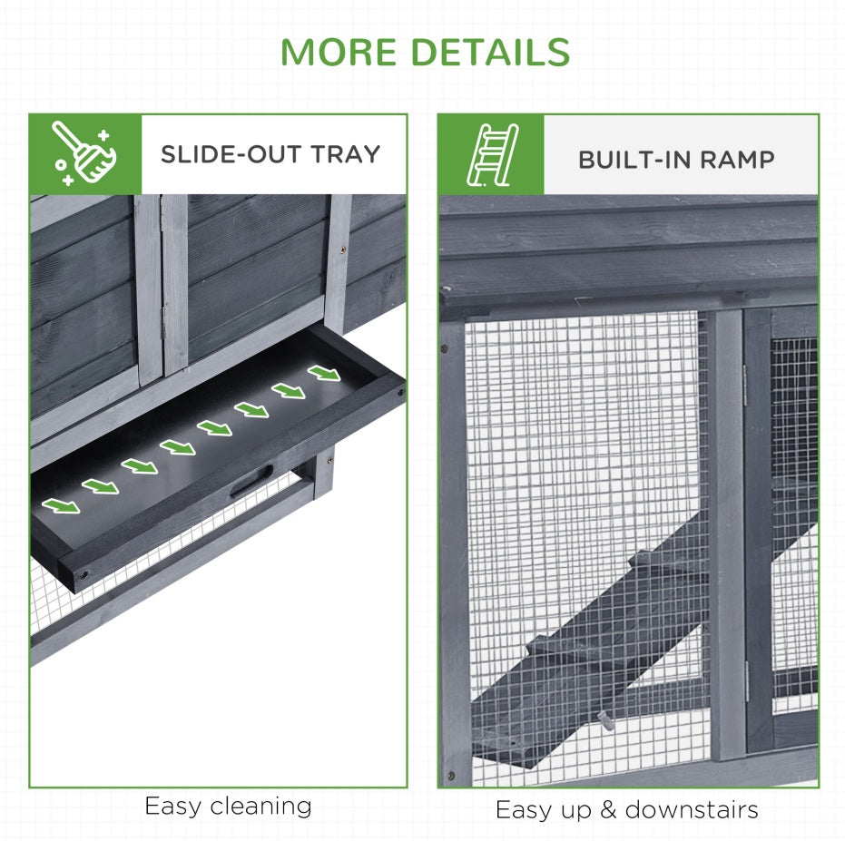 Chicken Coop Kit 59 Outdoor Solid Wood Enclosed House Ventilation Gray