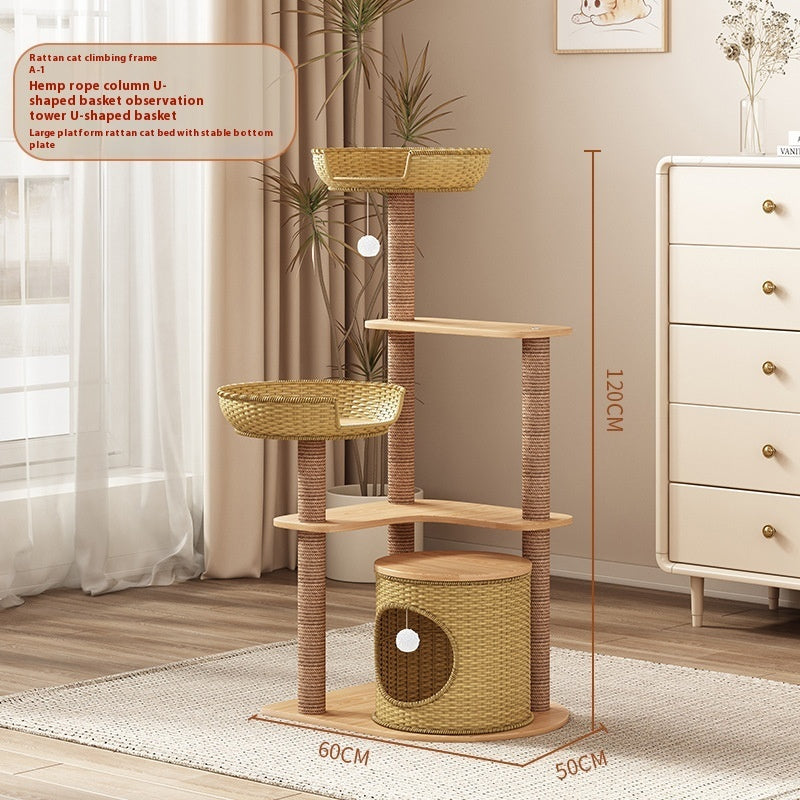 Rattan Cat Climbing Frame Simple