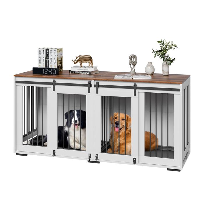 Indoor wooden dog kennel construction detail