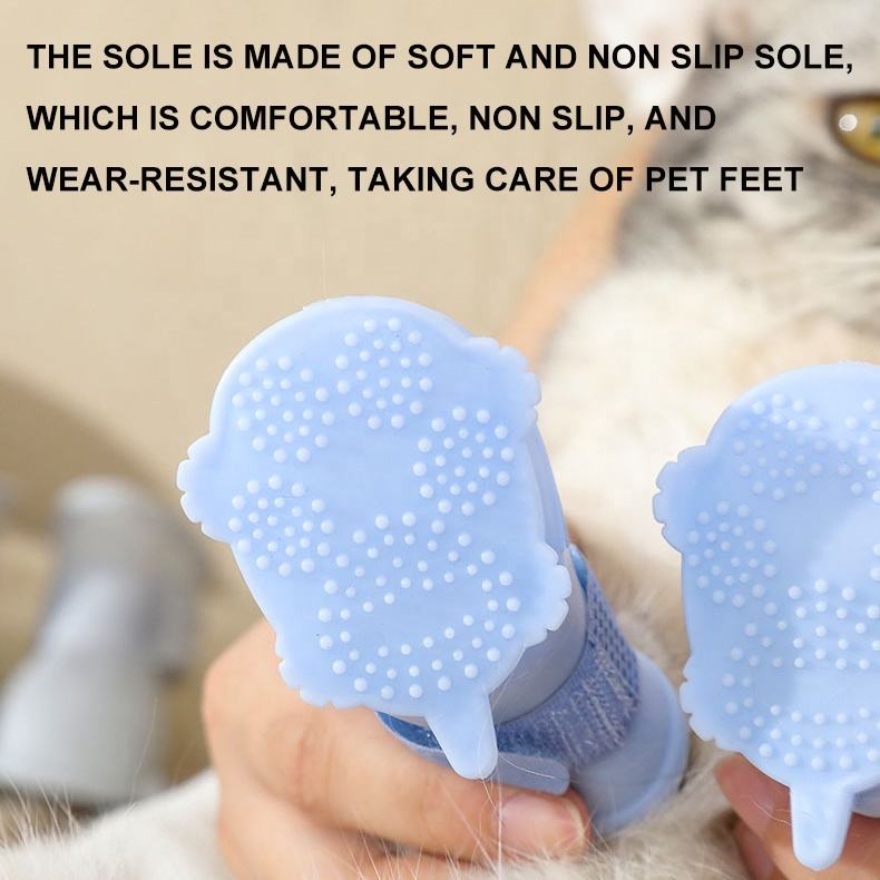 Dog Rain Boots 4Pcs Pet Dog Puppy Warm Waterproof Silicone Non-Slip Rain Boots