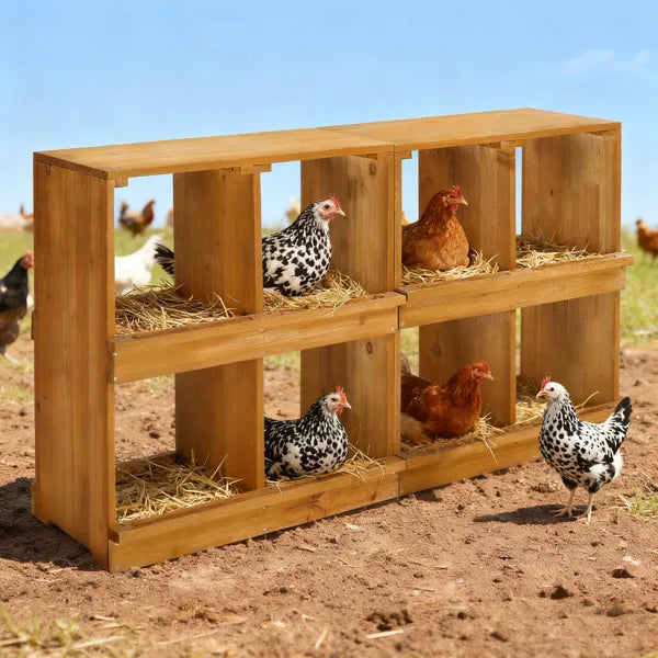 Nesting Boxes For Chickens, Wooden Chicken Nesting Box, Laying Eggs Nest Box For Chickens Hens Ducks, Yellow, 8 Compartments