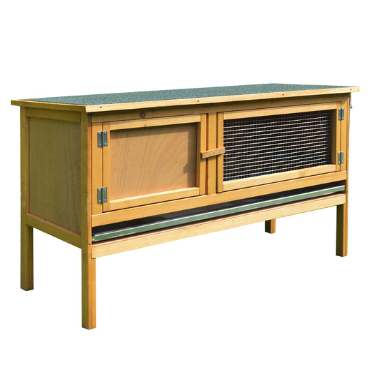 PawHut Rabbit Hutch Outdoor Guinea Pig Hutch House Small Animal Bunny Cage W/ Openable Roof, 115 X 44 X 65 Cm