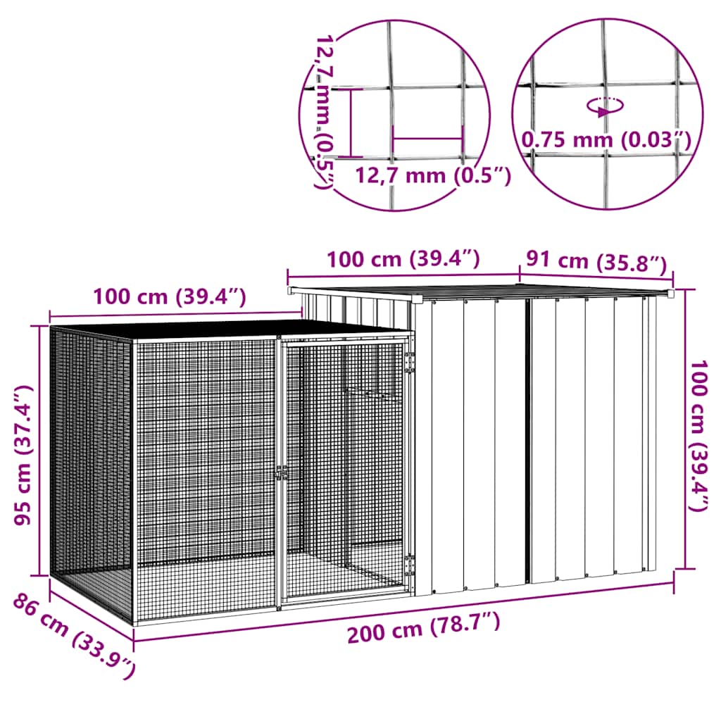 Chicken Cage Anthracite 200x Galvanized   Chicken Cage 200x