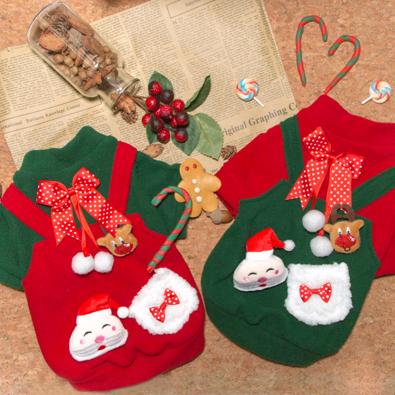 Pet Clothes Christmas Plus Velvet Sweater For Small And Medium-sized Dogs In Winter