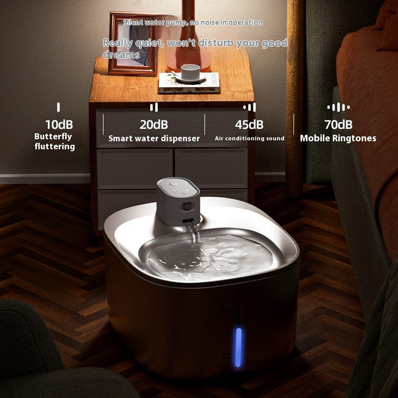 All Stainless Steel Cat Smart Wireless Rechargeable Pet Drinking Bowl Automatic Loop