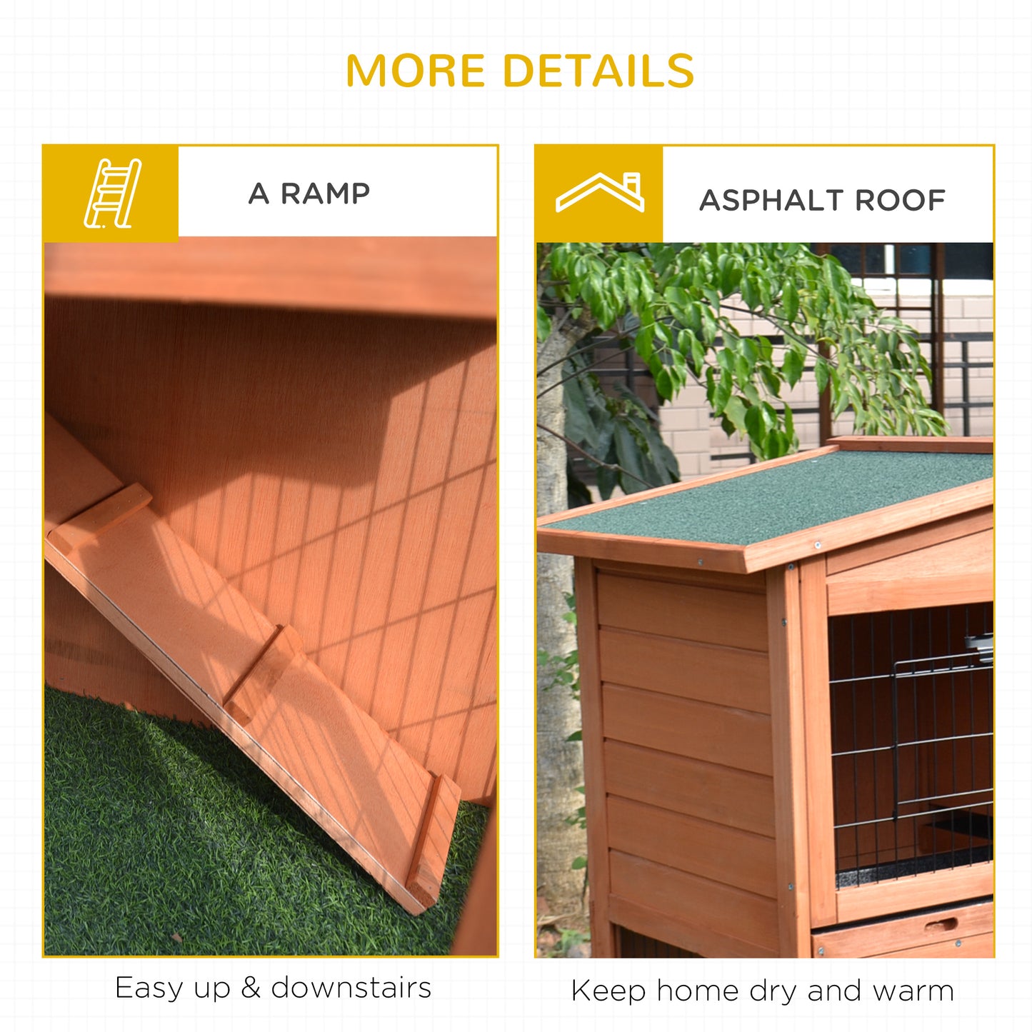 40" Rabbit Hutch Bunny Cage Small Animal House with No Leak Tray