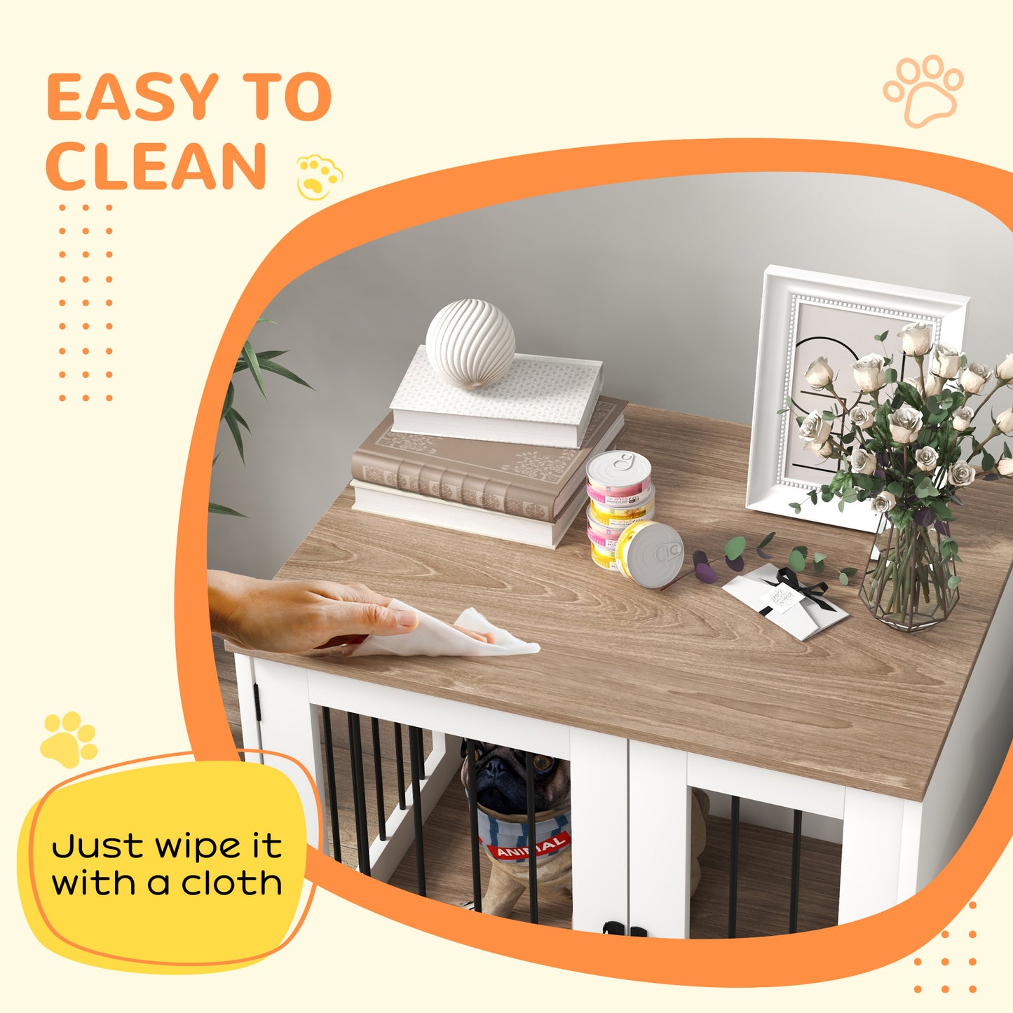 Dog Kennel Furniture Side End Table Indoor with Lockable Door