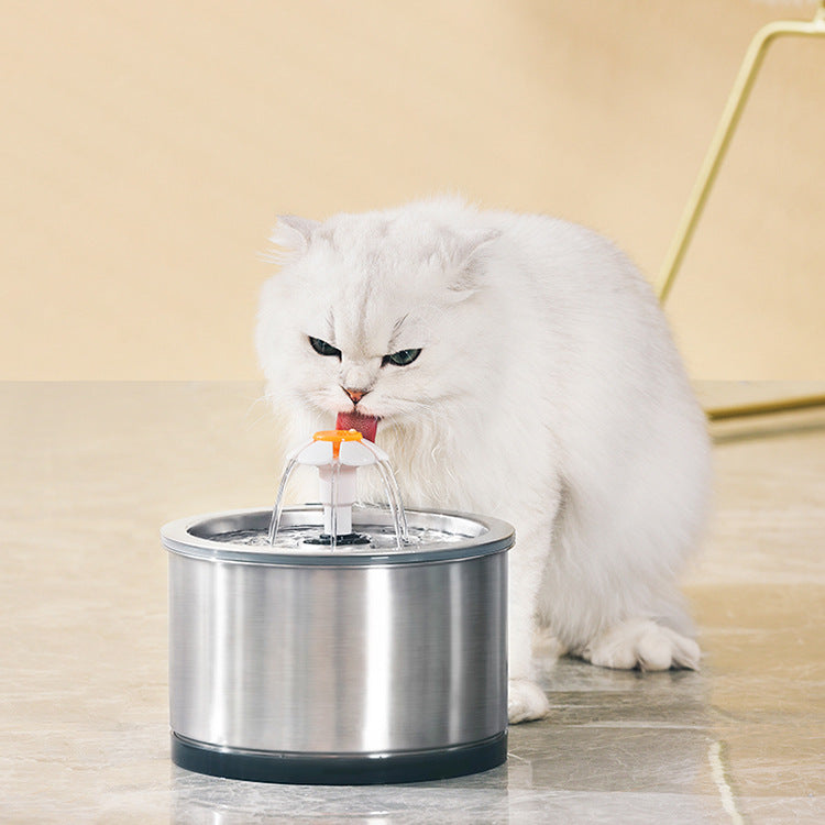 Stainless Steel Cat And Small Flower Drinking Bowl Dog Drinking Fountain