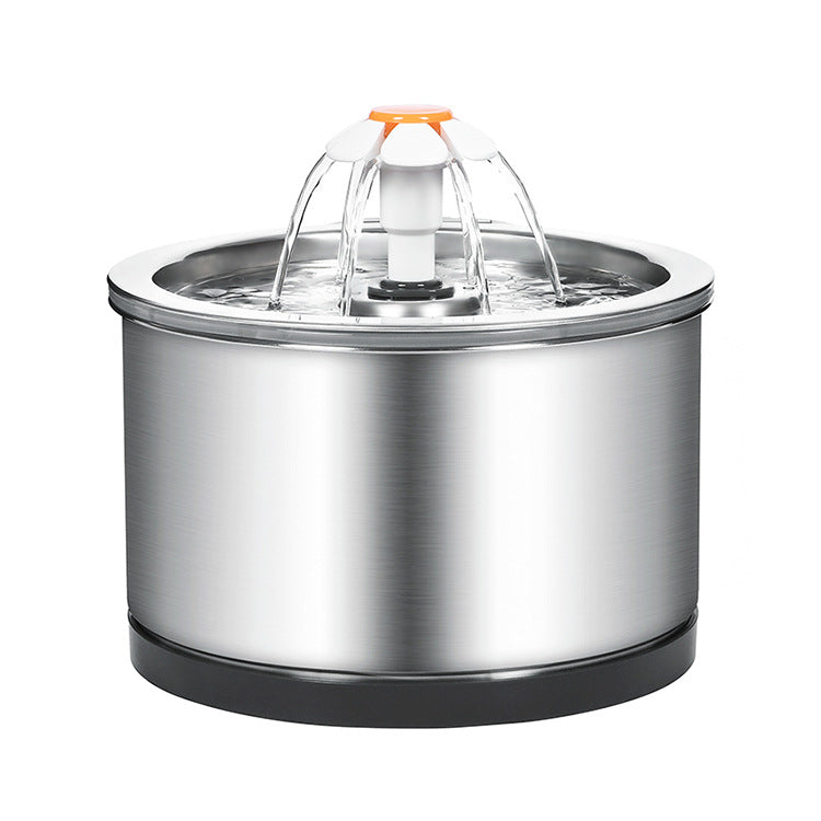 Stainless Steel Cat And Small Flower Drinking Bowl Dog Drinking Fountain