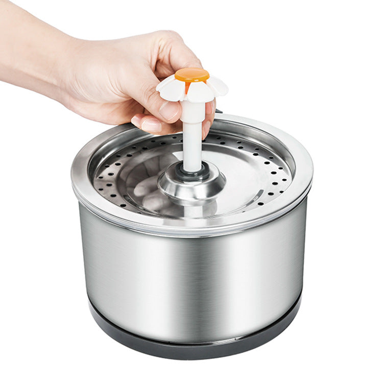 Stainless Steel Cat And Small Flower Drinking Bowl Dog Drinking Fountain