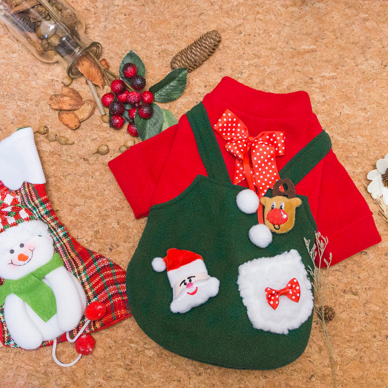 Pet Clothes Christmas Plus Velvet Sweater For Small And Medium-sized Dogs In Winter