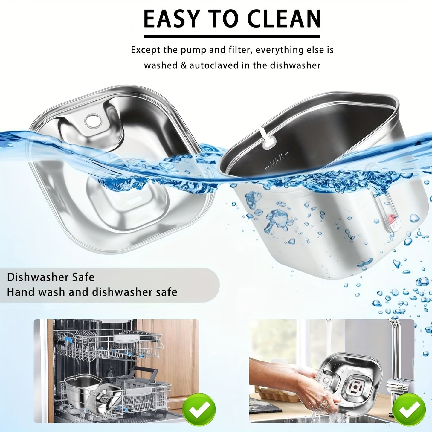 Cat Water Fountain, Stainless Steel Pet Water Fountain For Cats Inside, 3 Filters&Ultra-Quiet Pump, 73oz Automatic Dog Dispenser Water Bowl, Multiple Pets Water Fountain