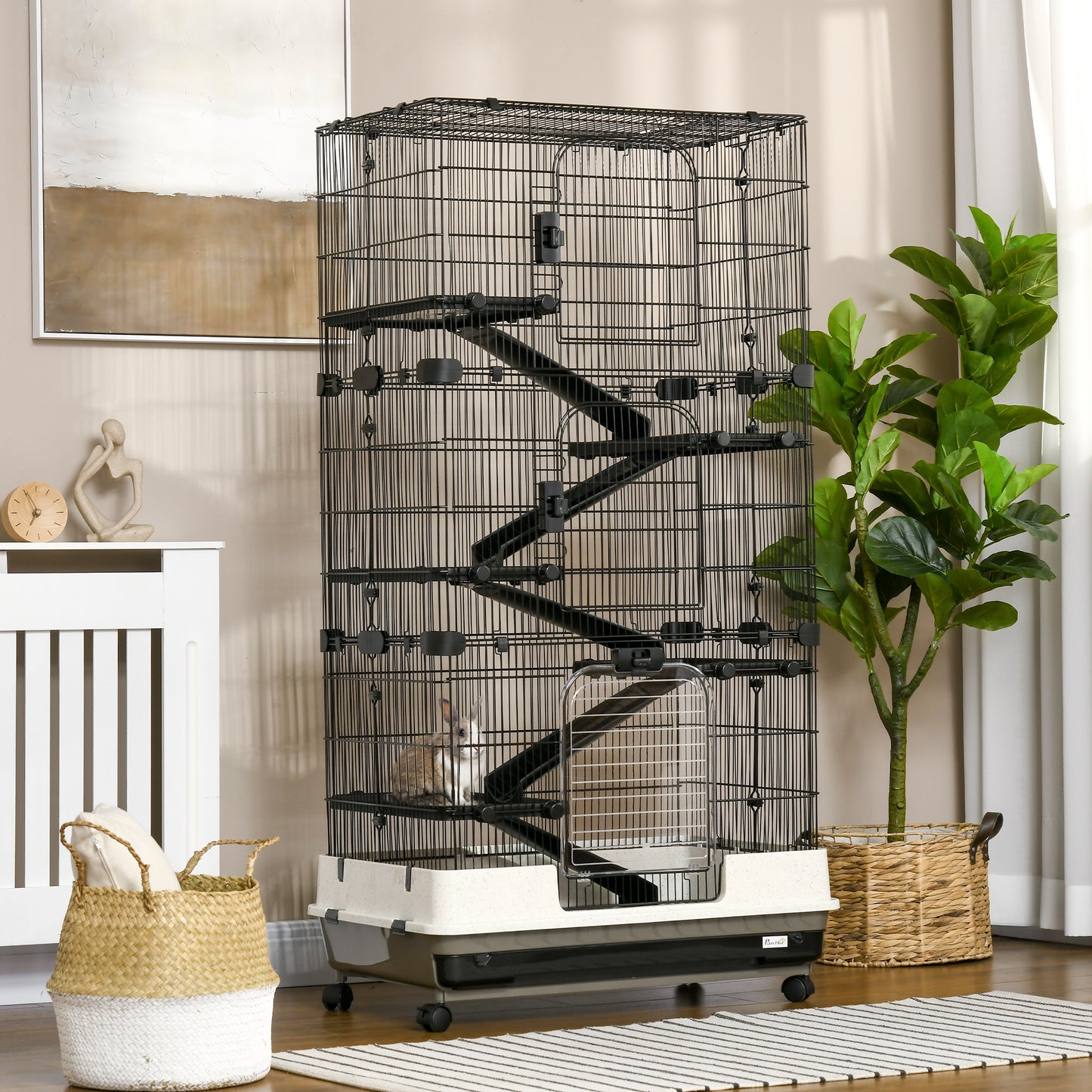 6-tier Platform Rolling Small Animal Rabbit Cage with a Large Living Space