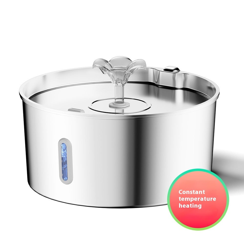 7L Stainless Steel Pet Water Dispenser Automatic Heating Dogs And Cats Water Feeder