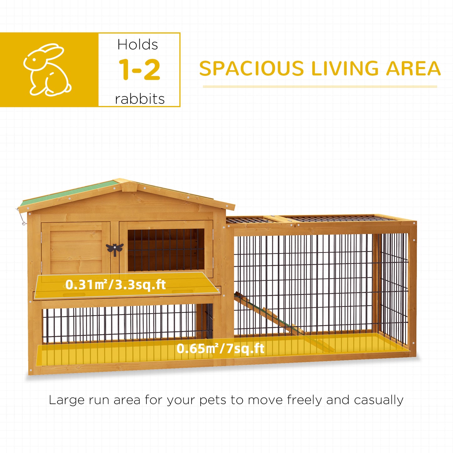 2 Level 59" Outdoor Rabbit Hutch with Openable Top