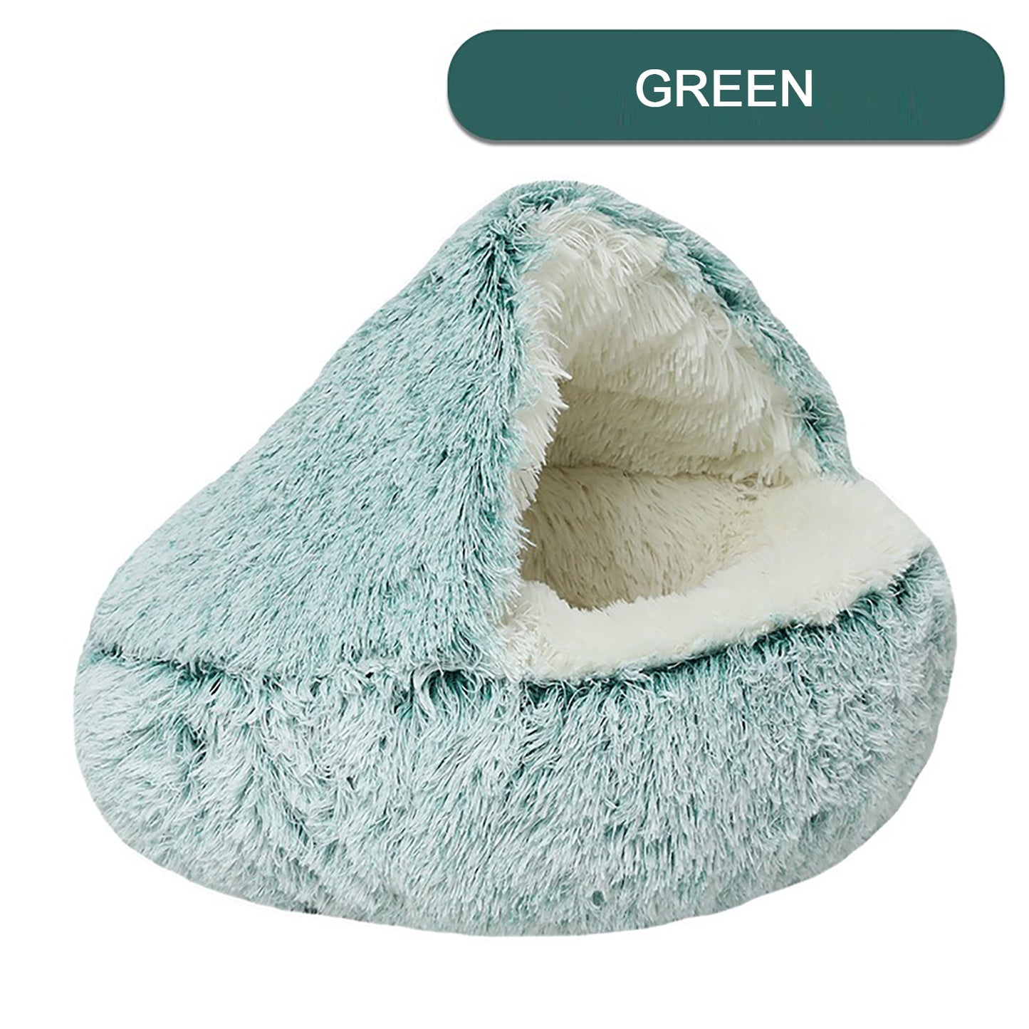 Luxurious Plush Round Cat Bed Cat Bed Round Soft Plush Burrowing Cave Hooded Cat Bed Donut For Dogs Cats - Semi-Enclosed For Cozy Warmth, Easy-Clean