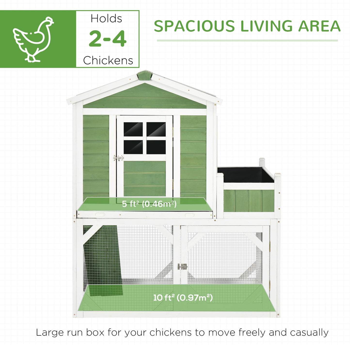 49" Small Chicken Coop Hen House with Garden Space