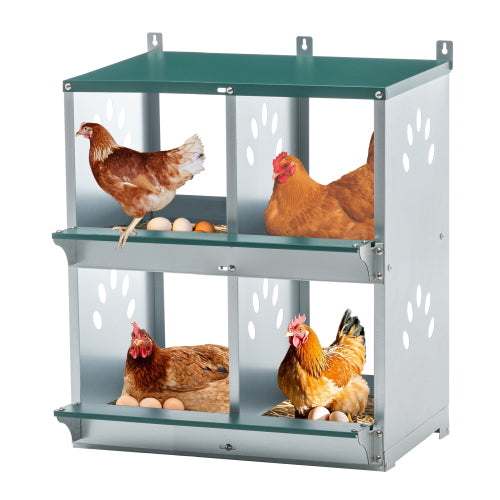 4 Compartment Chicken Nesting Boxes, Metal Nesting Boxes Wall Mount Chicken Egg Laying Box For Different Chicken Breeds