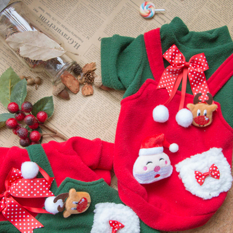 Pet Clothes Christmas Plus Velvet Sweater For Small And Medium-sized Dogs In Winter