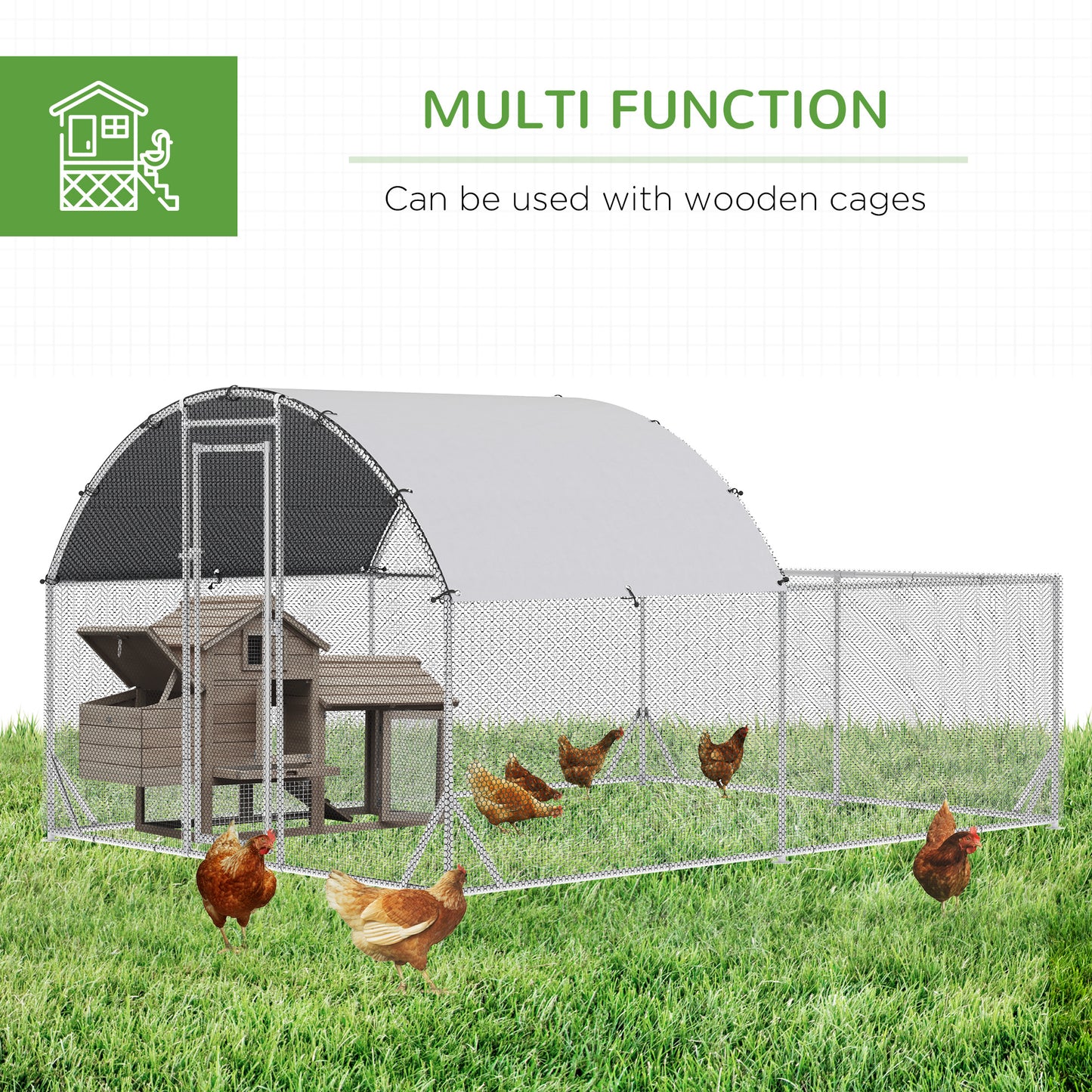 Large Chicken Coop Chicken Run for Chickens with Waterproof and Anti-UV Cover