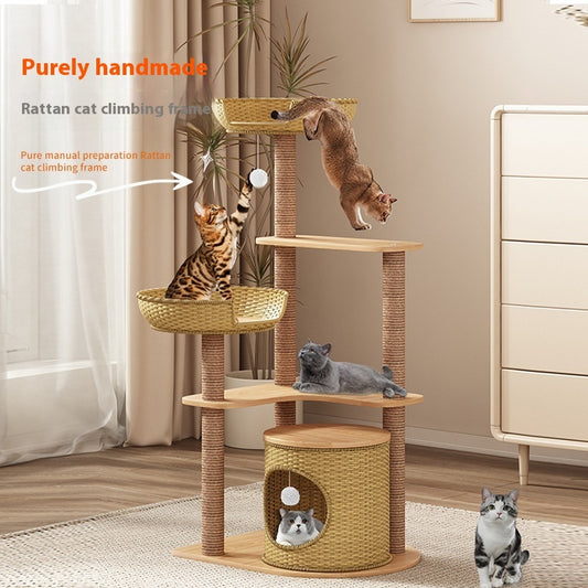 Rattan Cat Climbing Frame Simple