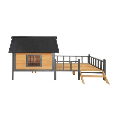 Outdoor Large Wooden Cabin House Style Wooden Dog Kennel With Porch