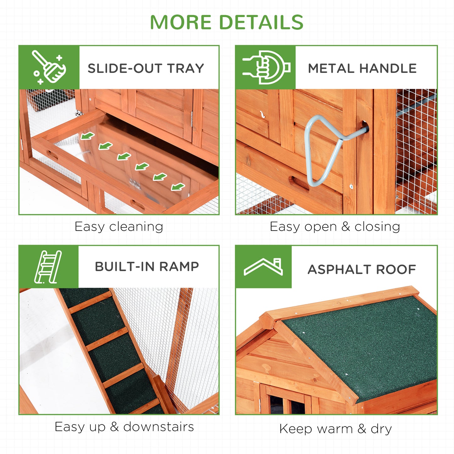 124" Dual Chicken Coop Large Chicken House Rabbit Hutch Hen Poultry Cage Backyard with Outdoor Ramps and Nesting Boxes