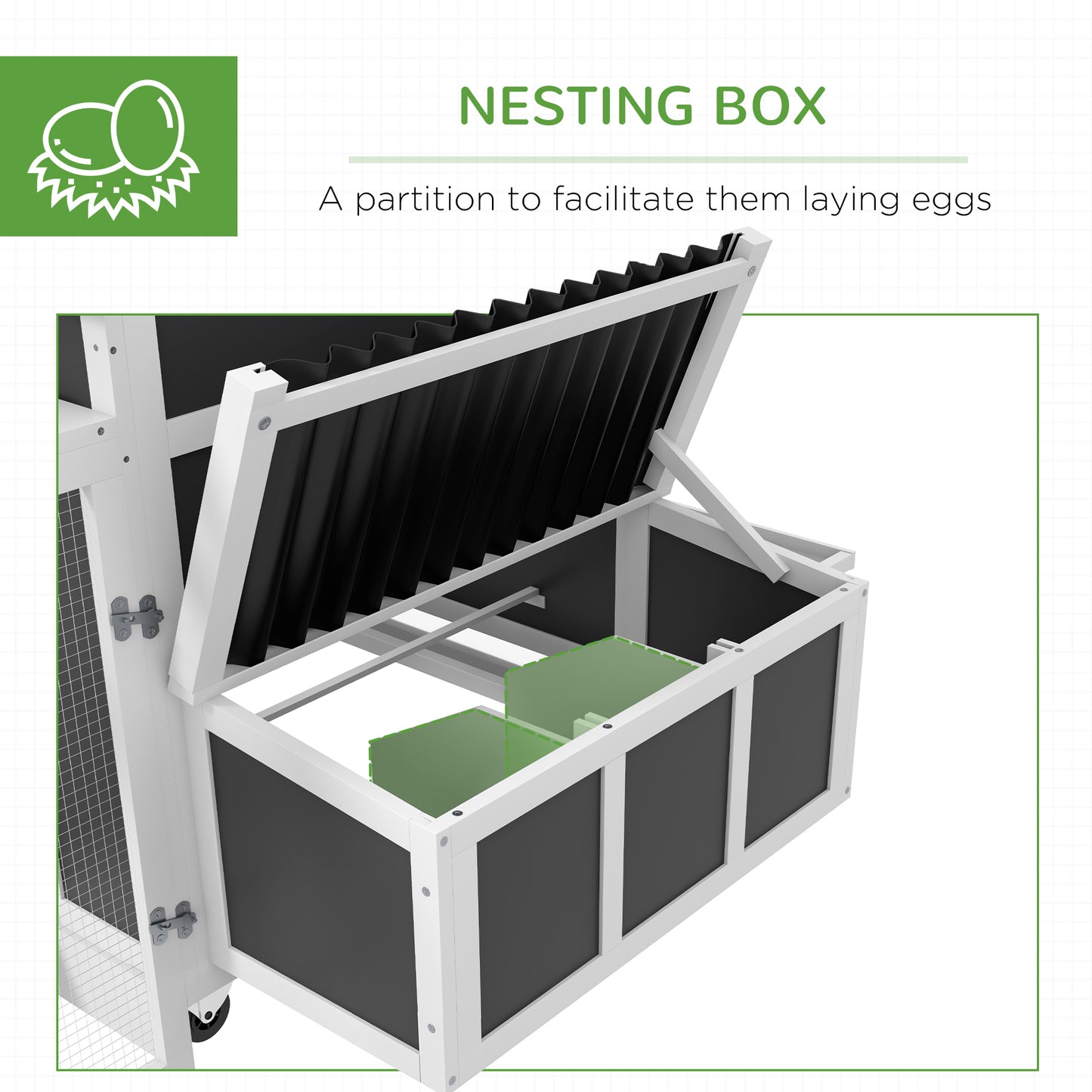 Chicken Coop with Nesting Box for 6 Chickens