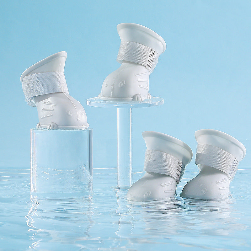 Dog Rain Boots 4Pcs Pet Dog Puppy Warm Waterproof Silicone Non-Slip Rain Boots