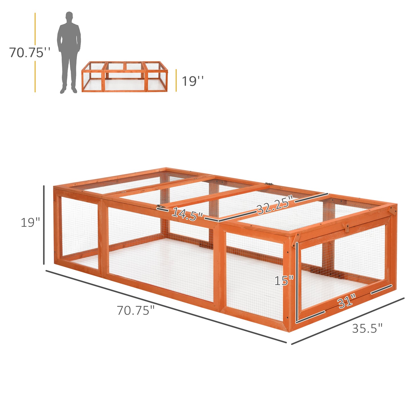 Large Rabbit Hutch Small Animal Habitat Enclosure Outdoor Run and Lockable Doors Natural