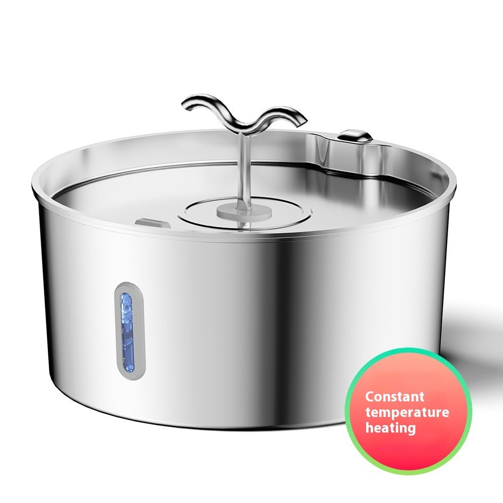 7L Stainless Steel Pet Water Dispenser Automatic Heating Dogs And Cats Water Feeder