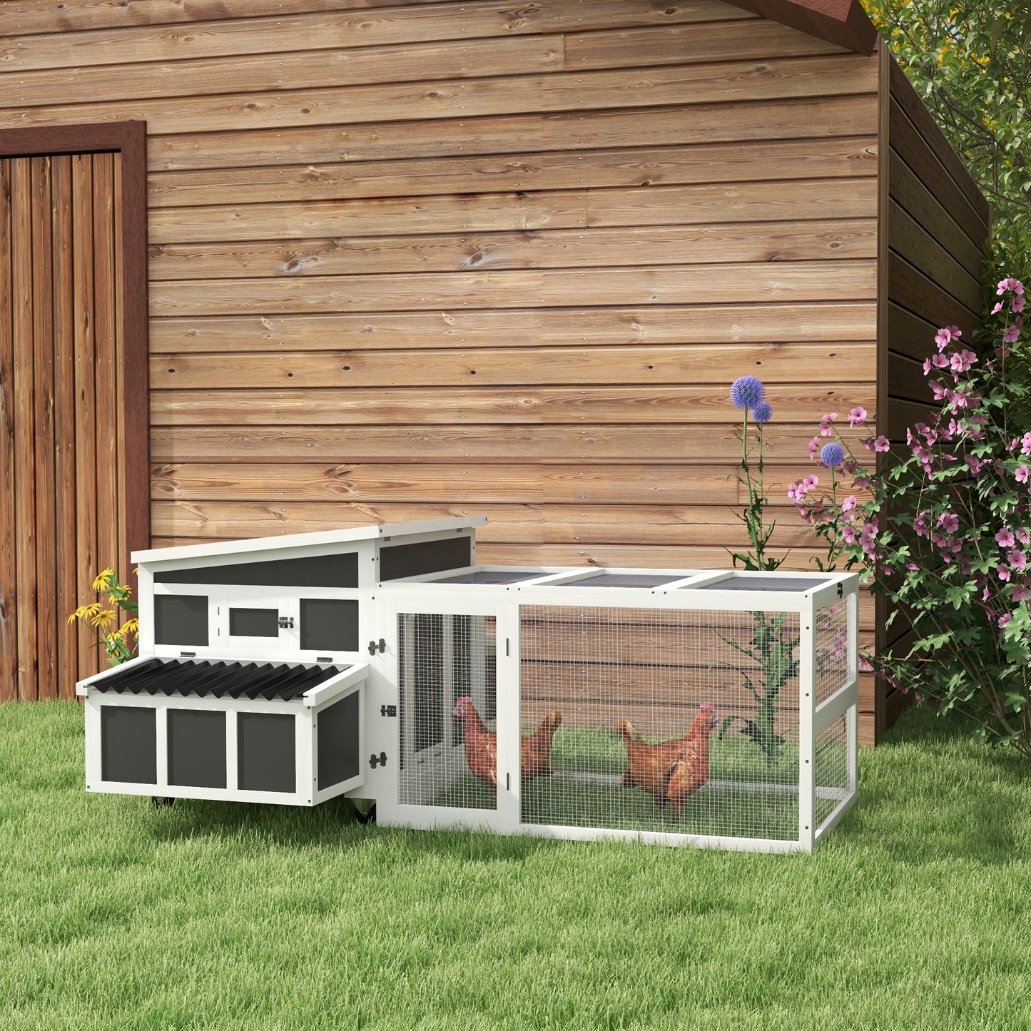 Chicken Coop with Nesting Box for 6 Chickens