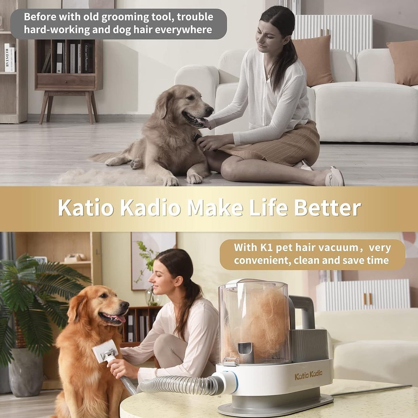 Pet Grooming Kit, 5 In 1 Dog Grooming Kit With 2 Suction Mode, Low Noise Dog Hair Remover, Dog Vacuums For Hair Cleaning For Shedding