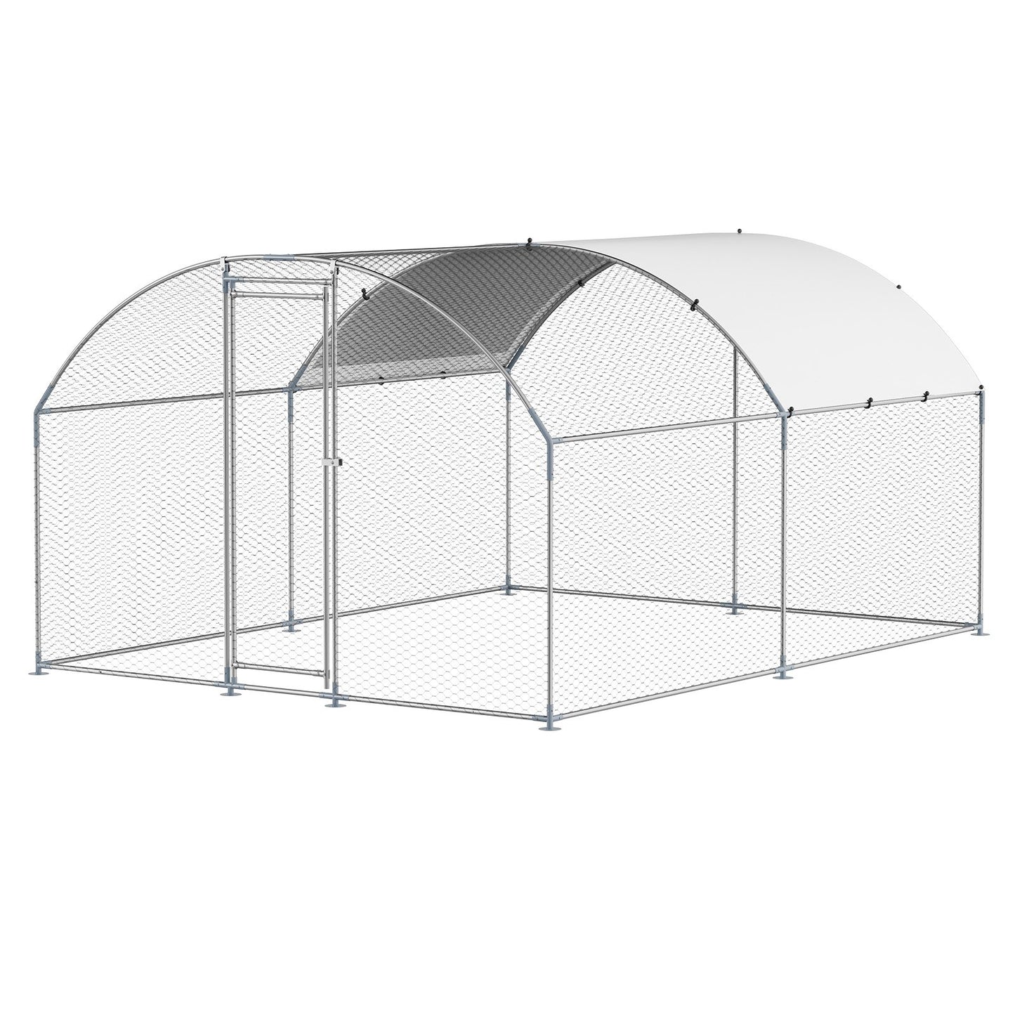 Metal Chicken Coop 9.8x13.1x6.5 Ft Walk-in Chicken Run With Cover Doom Roof
