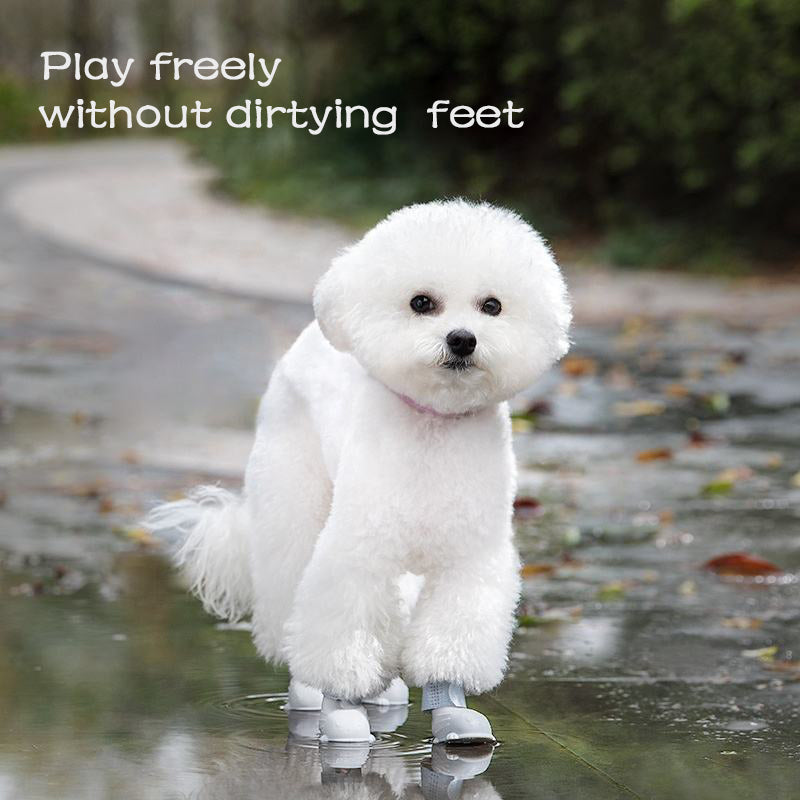 Dog Rain Boots 4Pcs Pet Dog Puppy Warm Waterproof Silicone Non-Slip Rain Boots