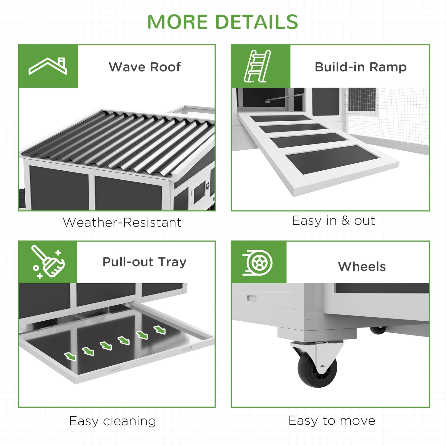 Chicken Coop with Nesting Box for 6 Chickens