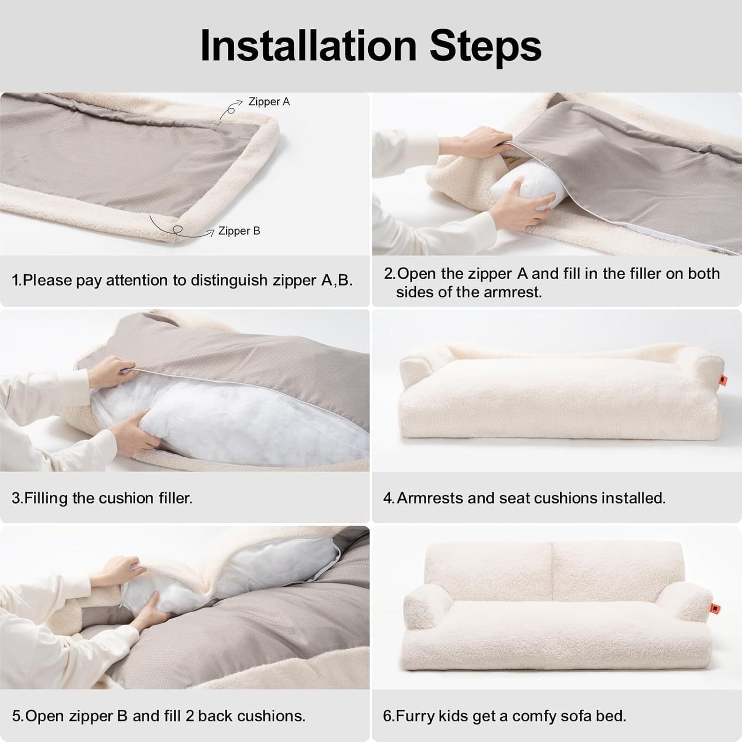 MEWOOFUN Pet Sofa For Medium Large Dogs & Cats - 40x24x12 Inch Washable Couch With Removable Cover & Non-Slip Bottom, Orthopedic Support Bed