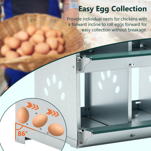 4 Compartment Chicken Nesting Boxes, Metal Nesting Boxes Wall Mount Chicken Egg Laying Box For Different Chicken Breeds