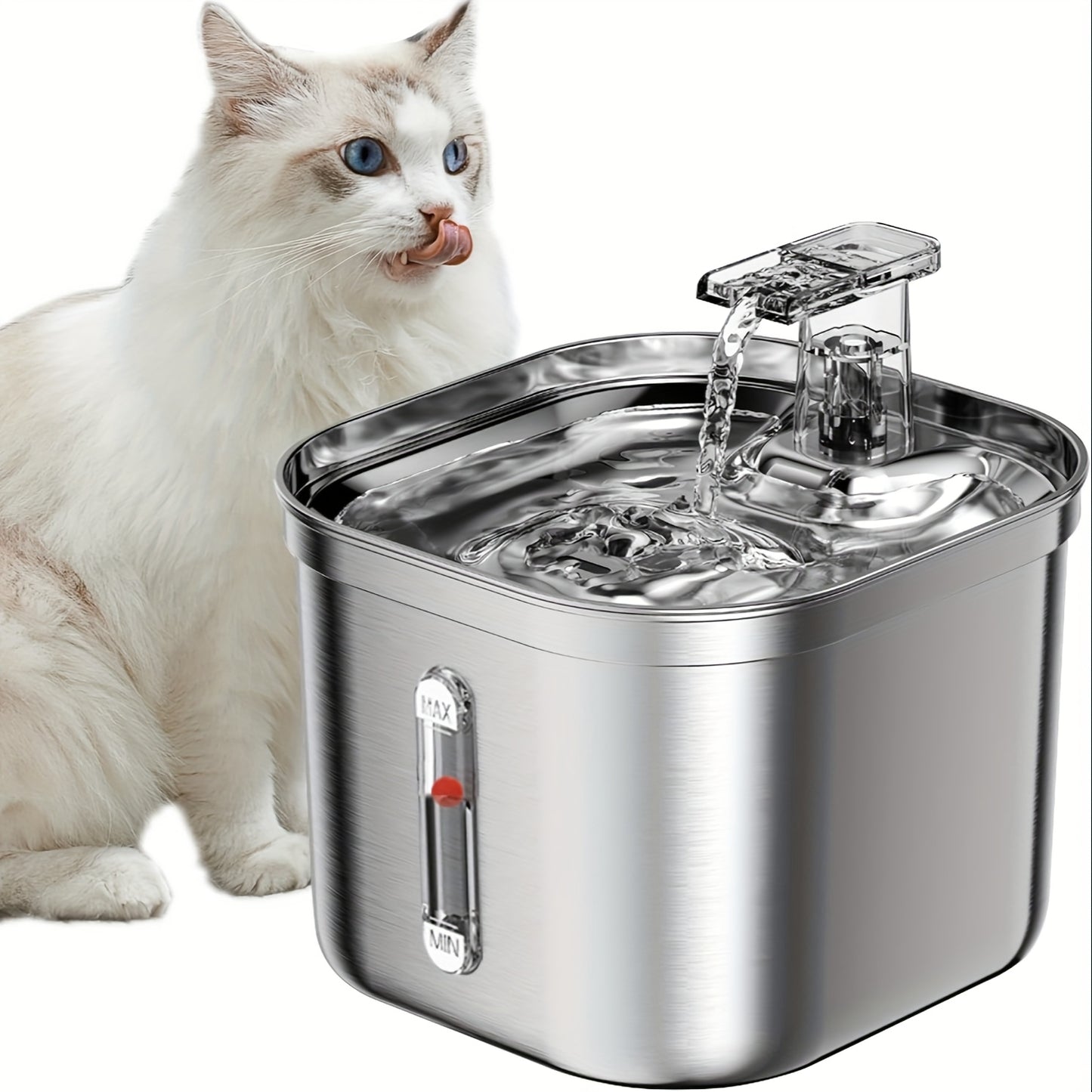 Cat Water Fountain, Stainless Steel Pet Water Fountain For Cats Inside, 3 Filters&Ultra-Quiet Pump, 73oz Automatic Dog Dispenser Water Bowl, Multiple Pets Water Fountain