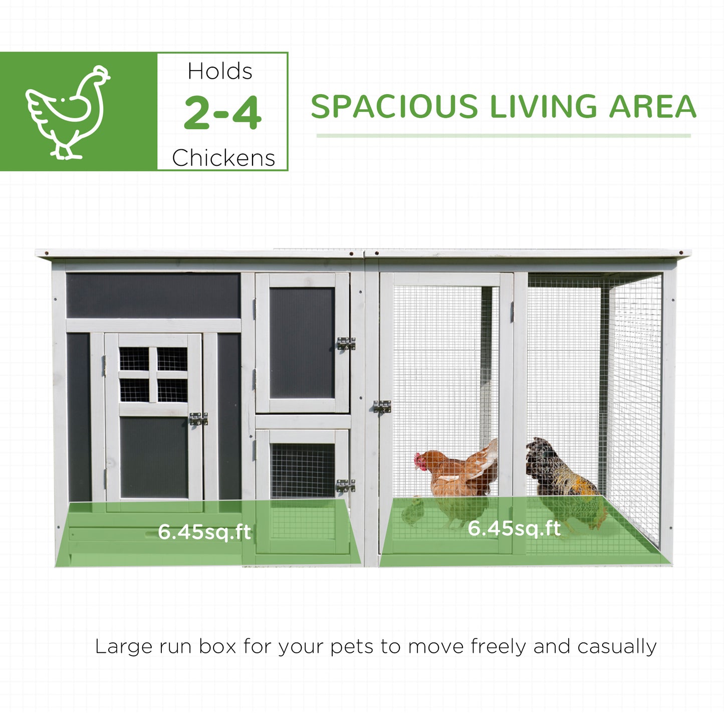 32" Luxury Large Outdoor Open Covered Chicken Coop House with Run and Nesting Box and