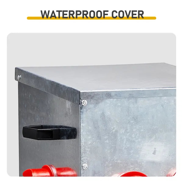 Automatic Chicken Feeder Rodent Proof, 4 Ports Large Capacity Metal Poultry Feeder With Handles And Lid, Galvanized Chicken Feeder For Hen Coop