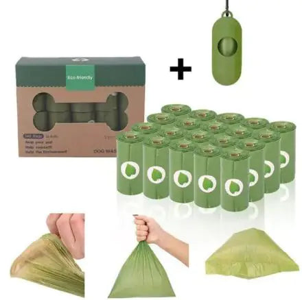 Biodegradable Dog Waste Bags with Dispenser – Lavender Scented, Leak-Proof, 16 Rolls (Green)