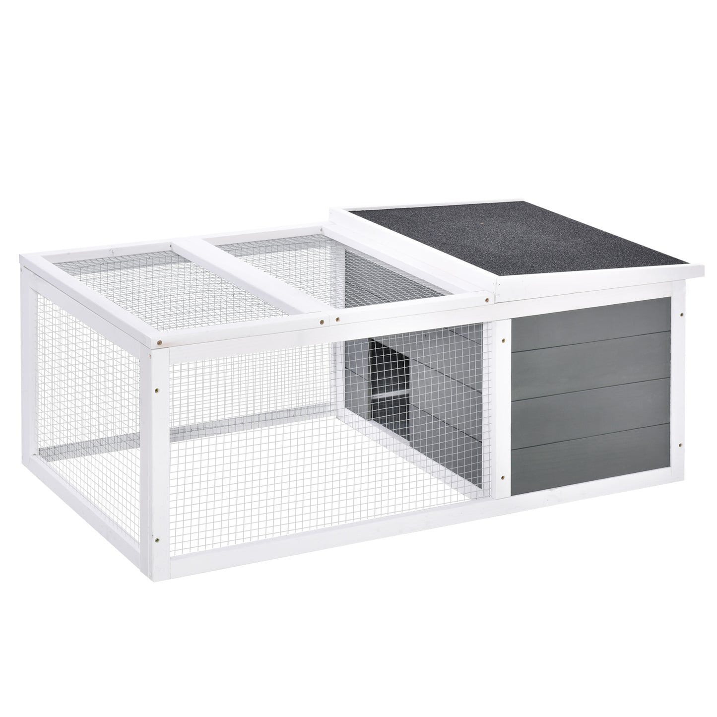 PawHut Rabbit Hutch Guinea Pig Hutch Wooden Small Animal Cage Rabbit Run Duck House With Openable Roof For Indoor Outdoor 115 X 66 X 47.5 Cm