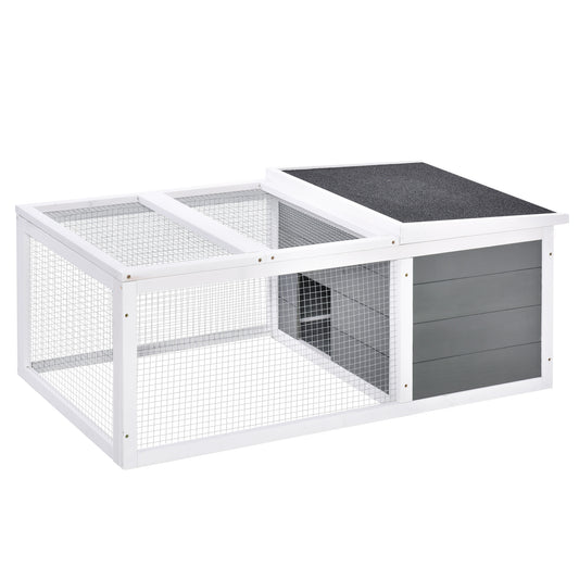 PawHut Rabbit Hutch Guinea Pig Hutch Wooden Small Animal Cage Rabbit Run Duck House With Openable Roof For Indoor Outdoor 115 X 66 X 47.5 Cm