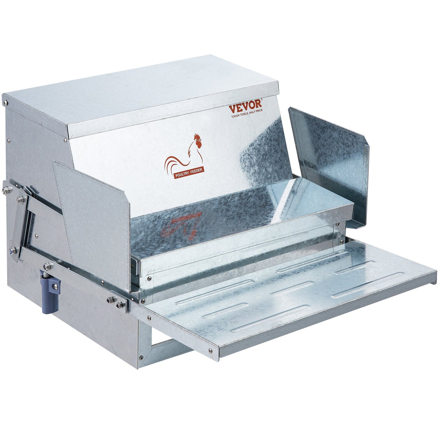 Automatic Chicken Feeder, 25 Lbs Capacity Feeds 10 Chickens Up To 11 Days, Galvanized Steel Poultry Feeder