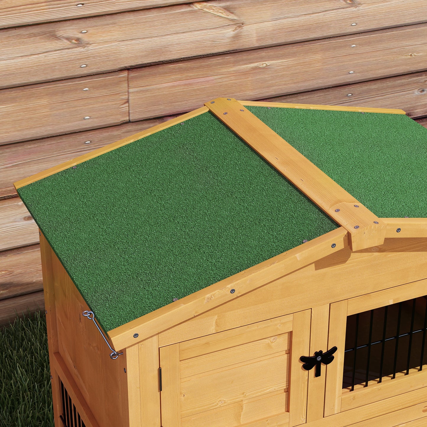 2 Level 59" Outdoor Rabbit Hutch with Openable Top