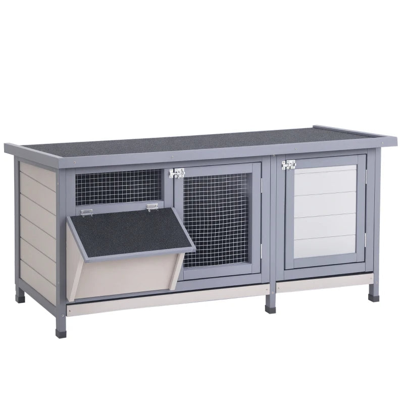 Wooden Rabbit Hutch Bunny Hutch Cage Guinea Pig With Waterproof Roof, No Leak Tray And Feeding Trough, For Rabbits, Chickens, Ducks